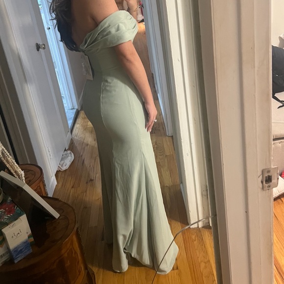 Trumpet/Mermaid Cold Shoulder Off the Shoulder Floor-Length Chiffon Dress - Picture 6 of 6